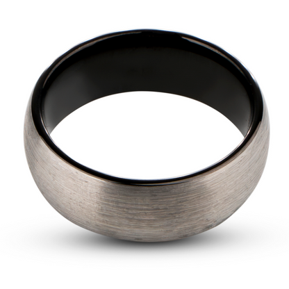 Wolfraam Ring met Geborsteld Staal - Zwart (Tungsten)