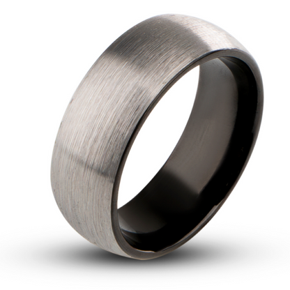 Wolfraam Ring met Geborsteld Staal - Zwart (Tungsten)