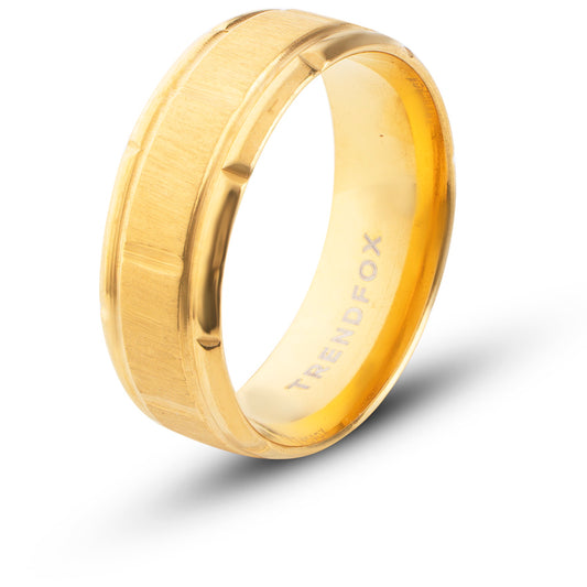 Ring met Geometrische Versiering - Goud Kleurig - Staal