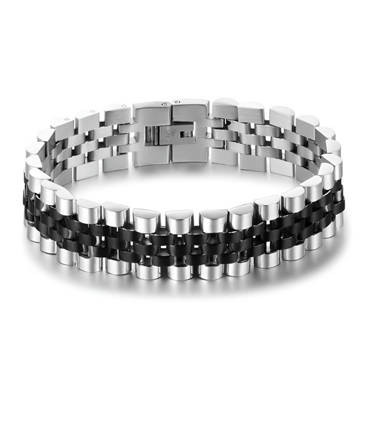 Jubilee Stijl Armband - Zilver / Zwart - Staal