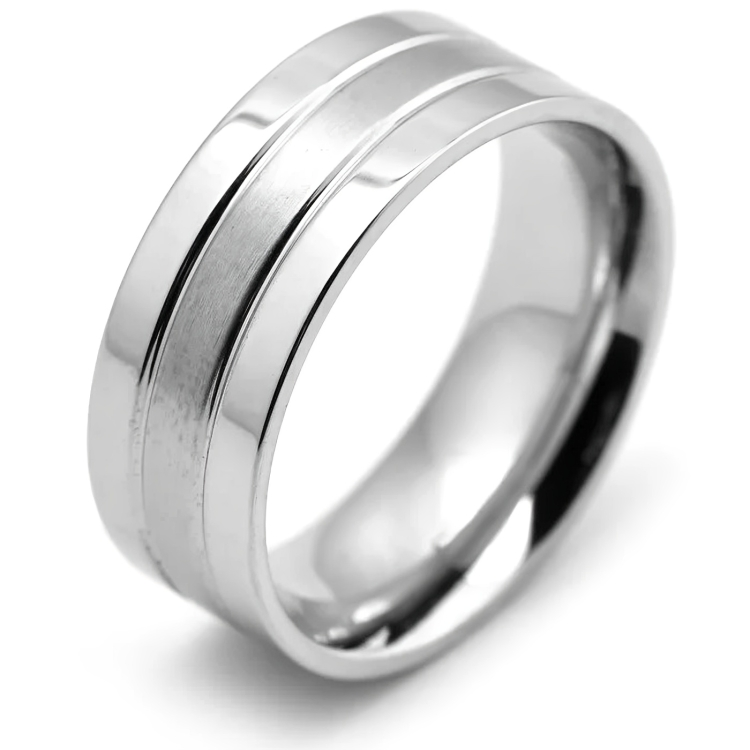 Minimalist Ring met Dubbele Streep - Zilver Kleurig