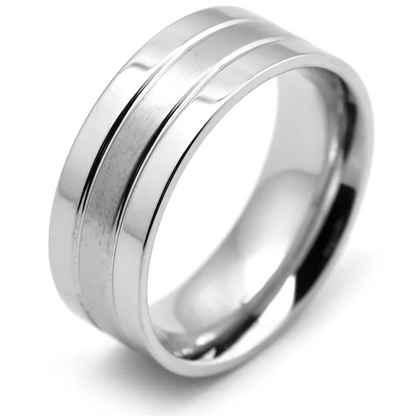 Minimalist Ring met Dubbele Streep - Zilver Kleurig