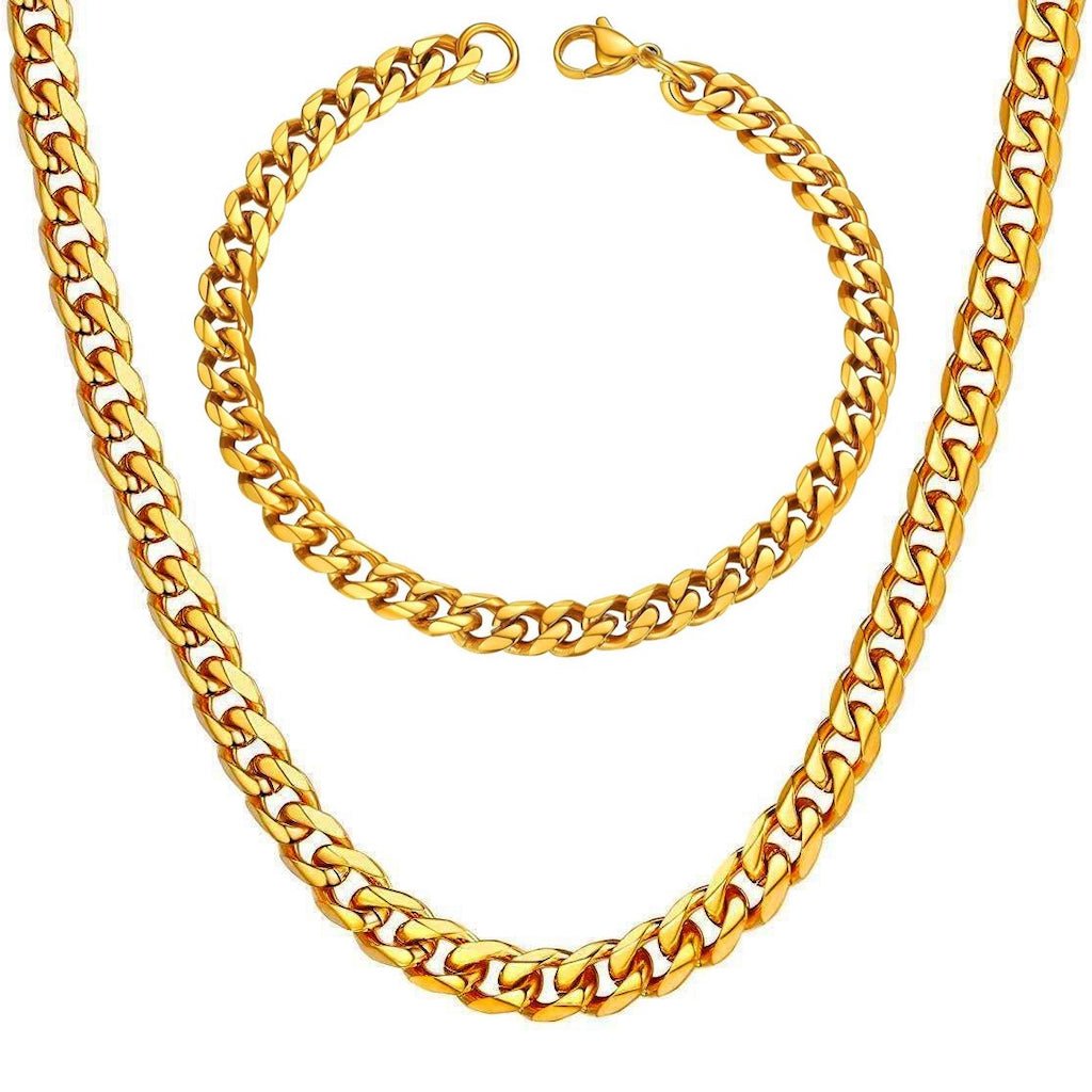 Cuban Link Dikke Schakel Ketting + Armband Set - Goud Kleurig - TrendFox