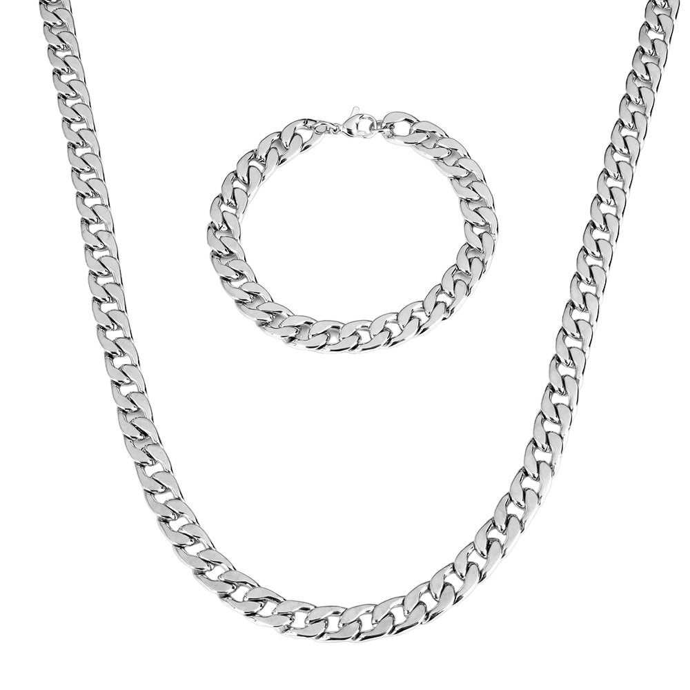 Cuban Link Ketting + Armband Set - Zilver Kleurig - TrendFox