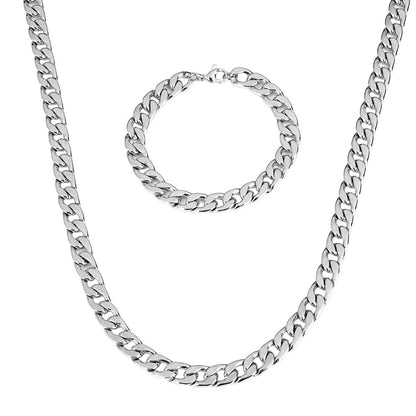 Cuban Link Ketting + Armband Set - Zilver Kleurig - TrendFox