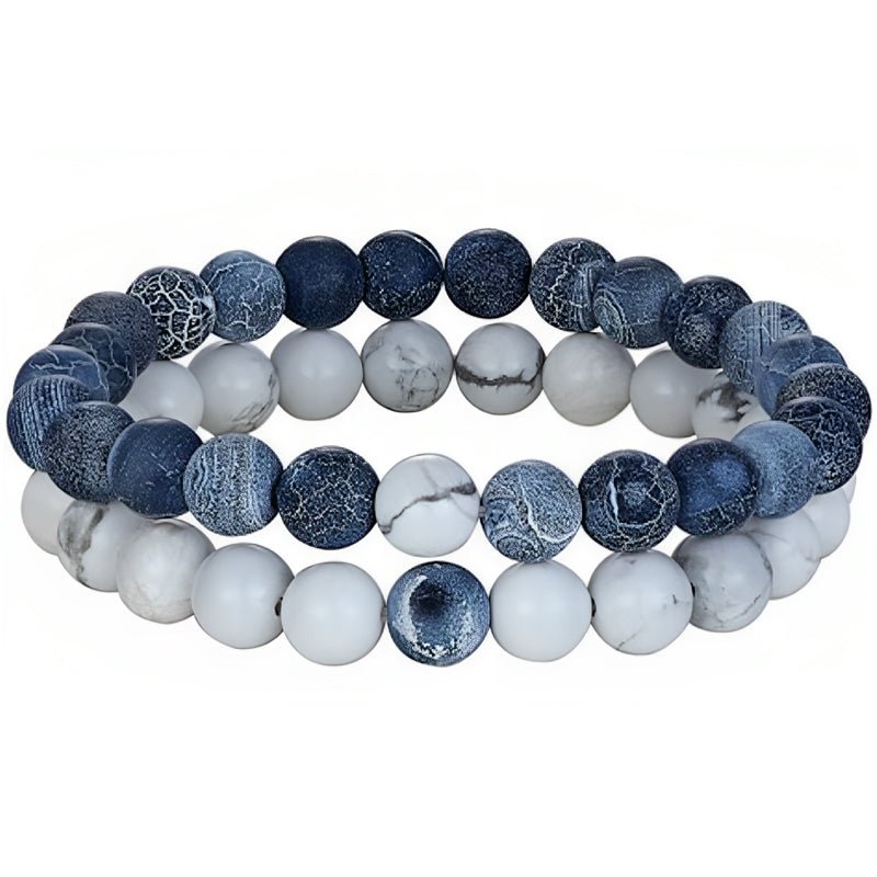 Dubbele Kralen Armband - Blauw / Wit - TrendFox