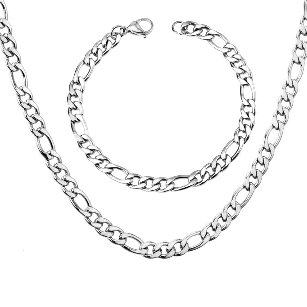 Figaro Ketting + Armband Set - Zilver Kleurig - TrendFox