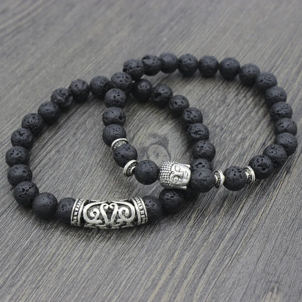 Kralen Armband met Buddha Beeld - Lava - TrendFox