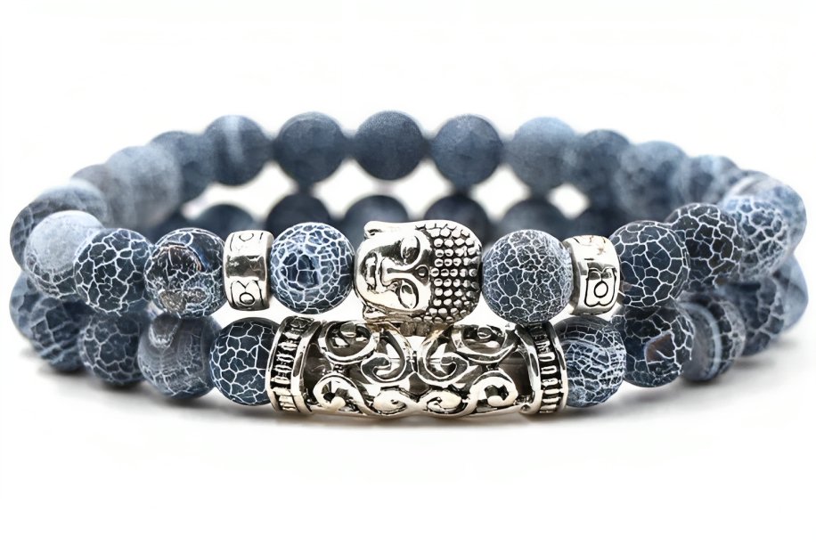 Kralen Armband met Buddha Beeld - Mat Blauw - TrendFox