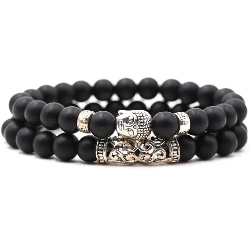 Kralen Armband met Buddha Beeld - Mat Zwart - TrendFox