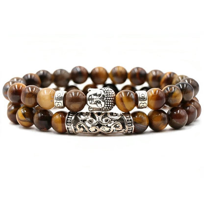 Kralen Armband met Buddha Beeld - Tijgeroog Bruin - TrendFox