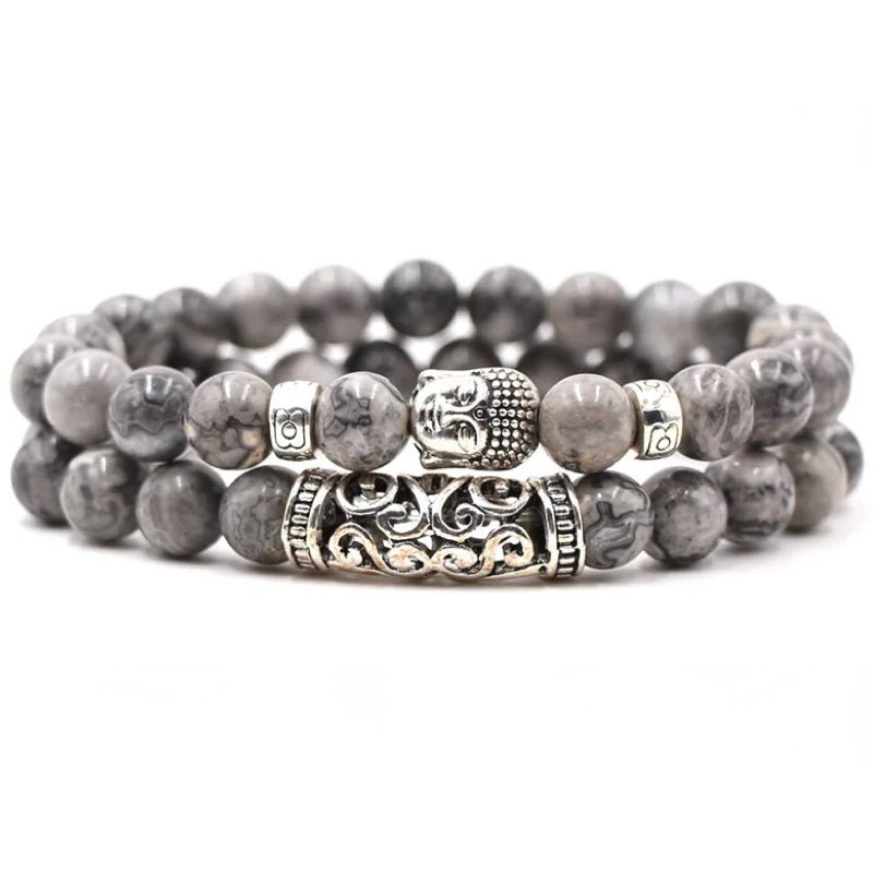 Kralen Armband met Buddha Beeld - Wit Gevlekt - TrendFox