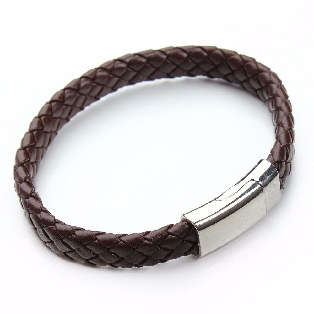 Leren Armband - Gevlochten Leer - Bruin - TrendFox