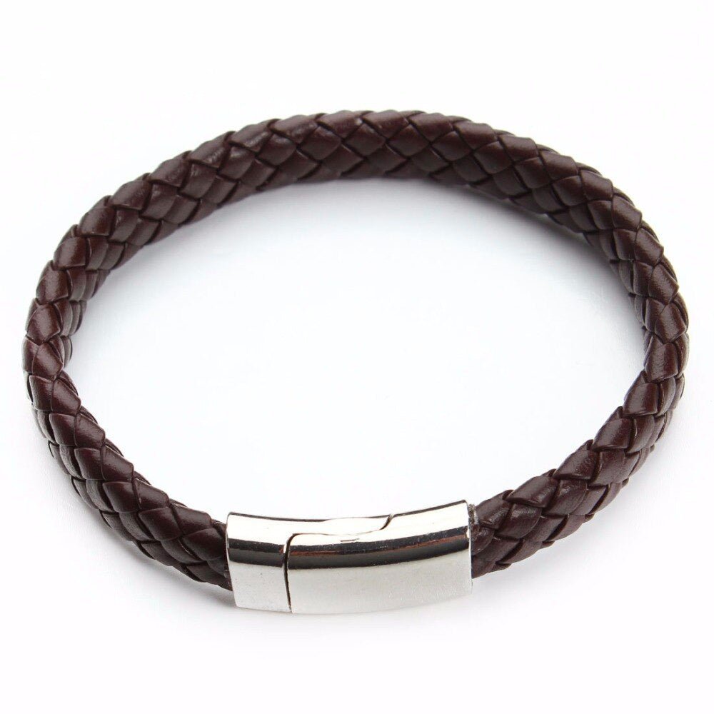 Leren Armband - Gevlochten Leer - Bruin - TrendFox