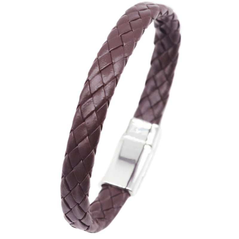 Leren Armband - Gevlochten Leer - Bruin - TrendFox