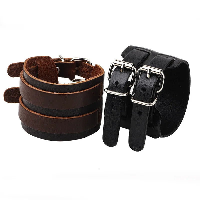 Leren Armband met Dubbele Gesp - Bruin - TrendFox