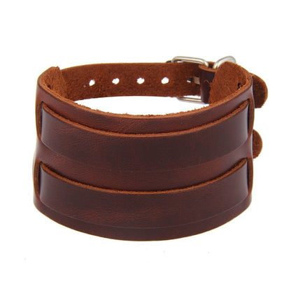 Leren Armband met Dubbele Gesp - Bruin - TrendFox