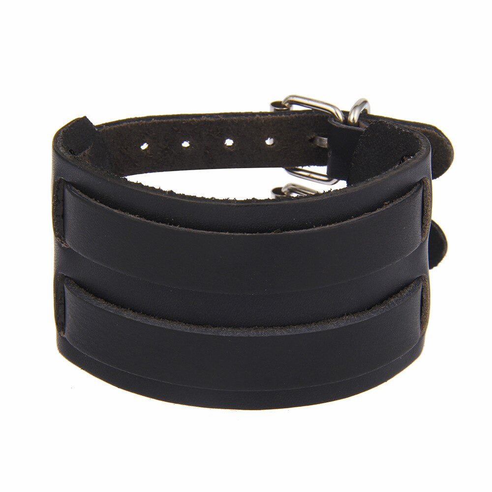 Leren Armband met Dubbele Gesp - Zwart - TrendFox