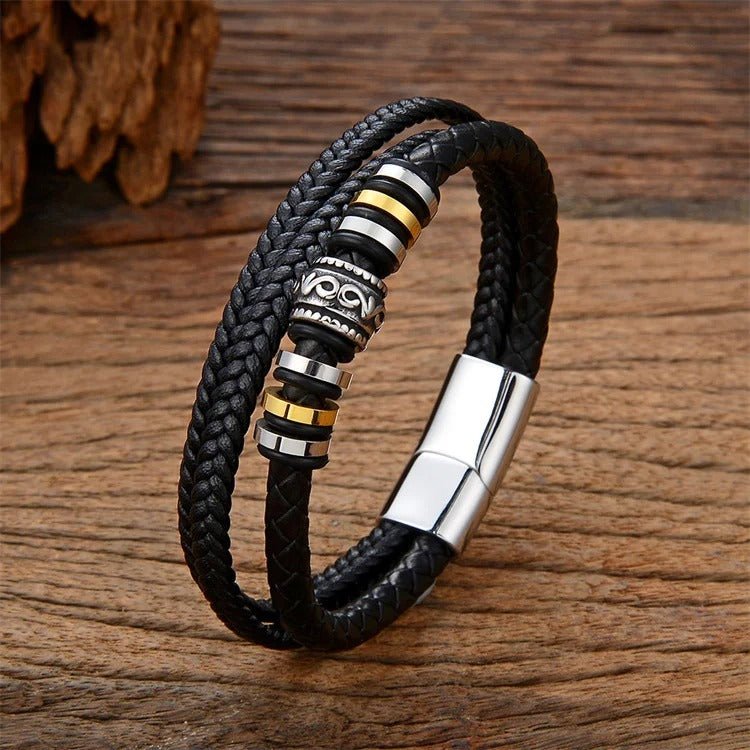 Leren Armband met Sierlijke Accenten - Zilver Kleurige Sluiting - TrendFox