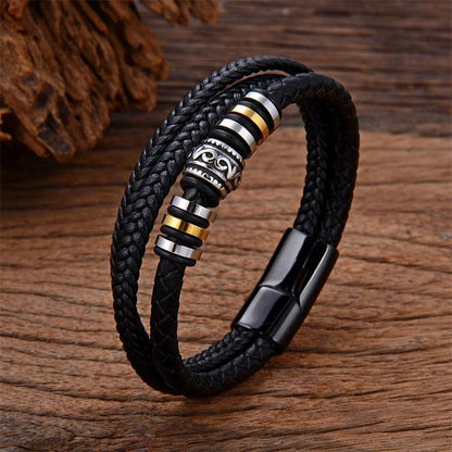 Leren Armband met Sierlijke Accenten - Zwarte Sluiting - TrendFox