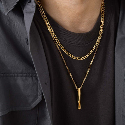 Twisted Long Bar Ketting - Goud Kleurig - TrendFox