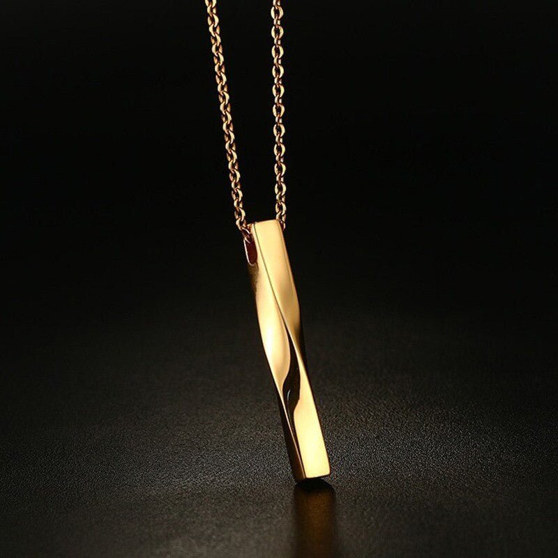 Twisted Long Bar Ketting - Goud Kleurig - TrendFox