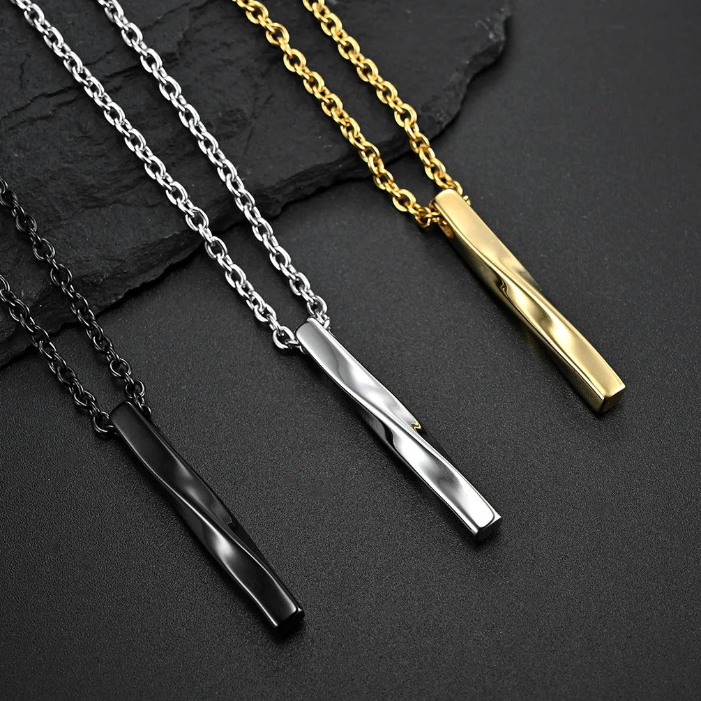 Twisted Long Bar Ketting - Goud Kleurig - TrendFox