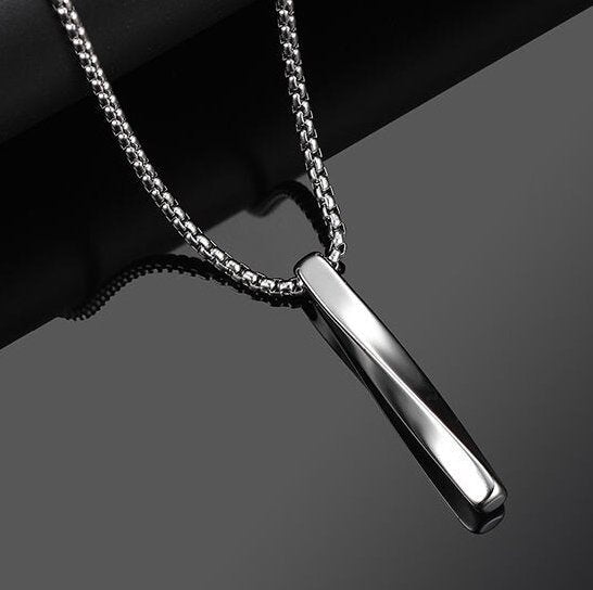 Twisted Long Bar Ketting - Zilver Kleurig - TrendFox