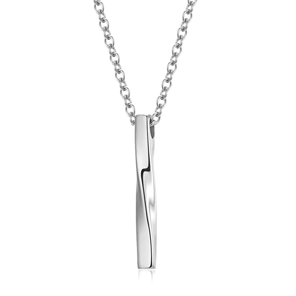 Twisted Long Bar Ketting - Zilver Kleurig - TrendFox