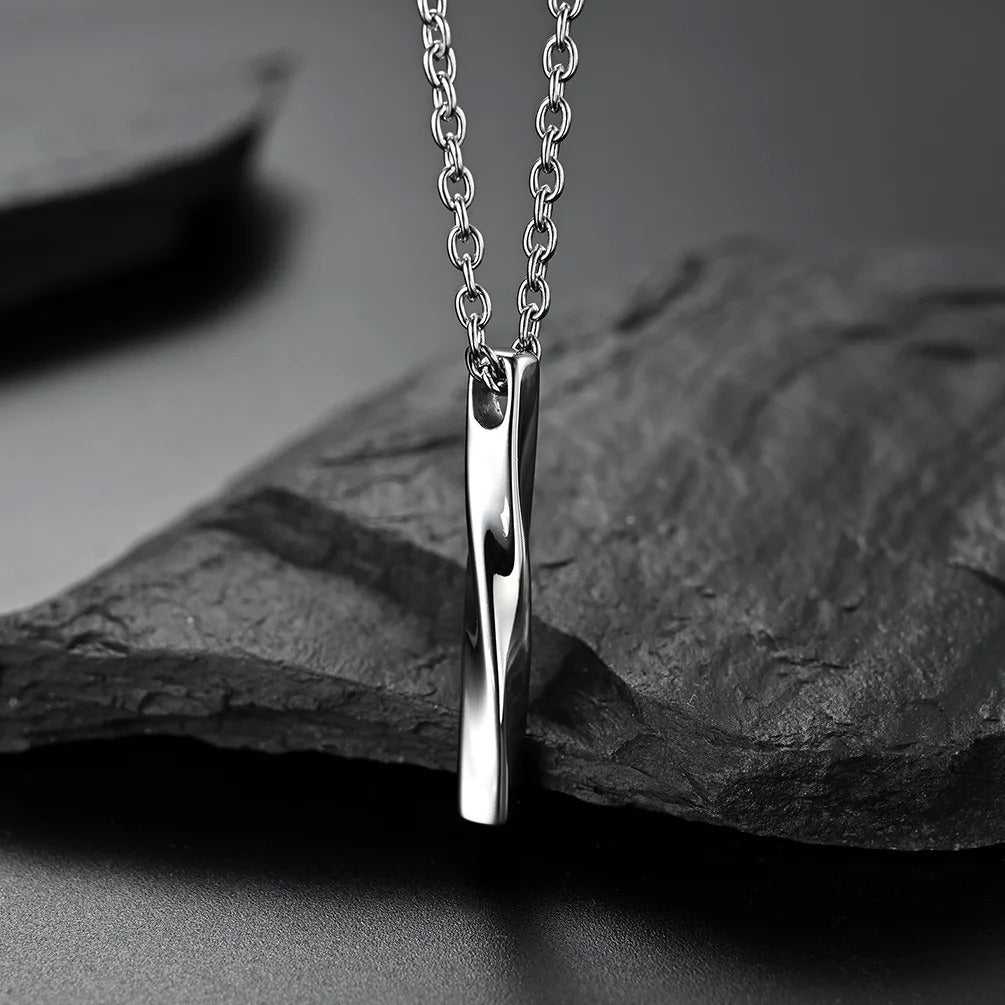 Twisted Long Bar Ketting - Zilver Kleurig - TrendFox