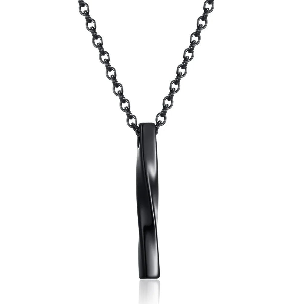 Twisted Long Bar Ketting - Zwart - TrendFox