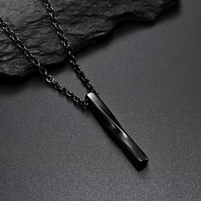 Twisted Long Bar Ketting - Zwart - TrendFox