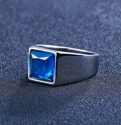 Zegelring met Blauwe Steen - Zilver Kleurig - TrendFox